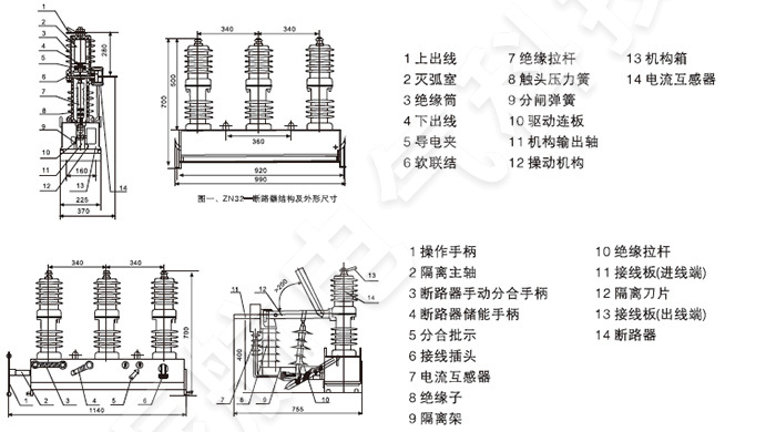 ZW32-12戶外真空斷路器外形尺寸